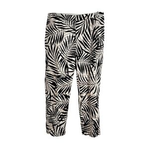 Doncaster Black & Taupe Palm Leaf Crop Pants